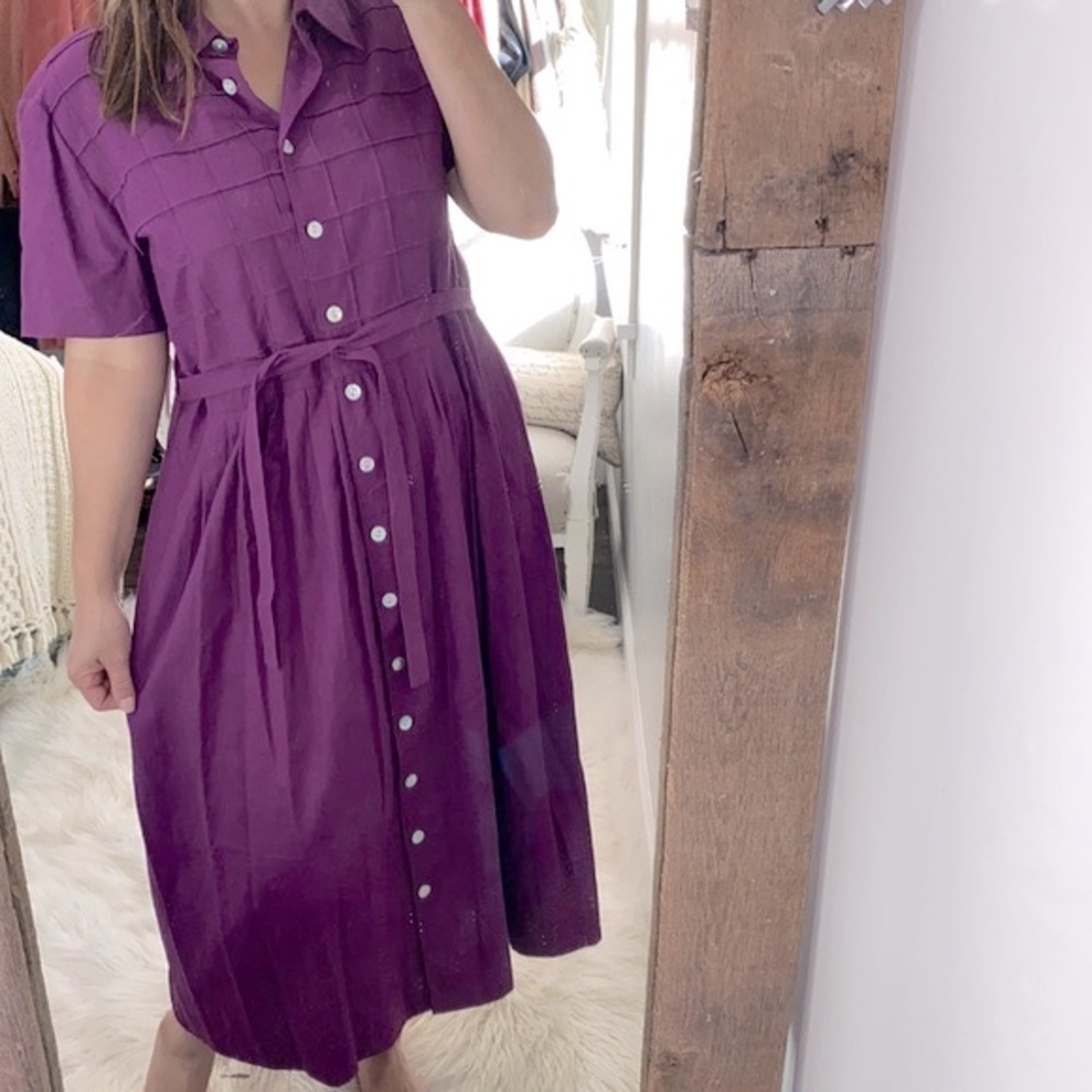 Vintage Purple Button-Up Dress